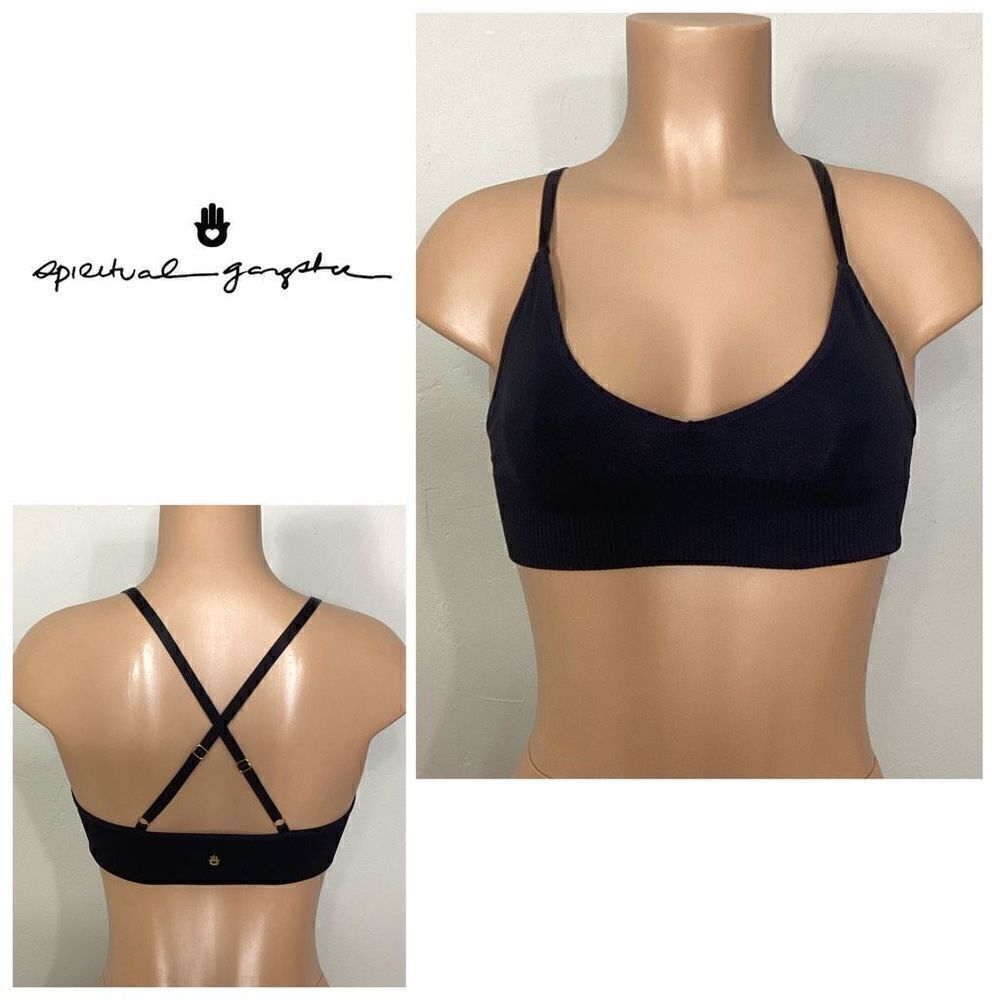 New. Spiritual Gangster V-neck black bralette.  XS/S. Retails $68